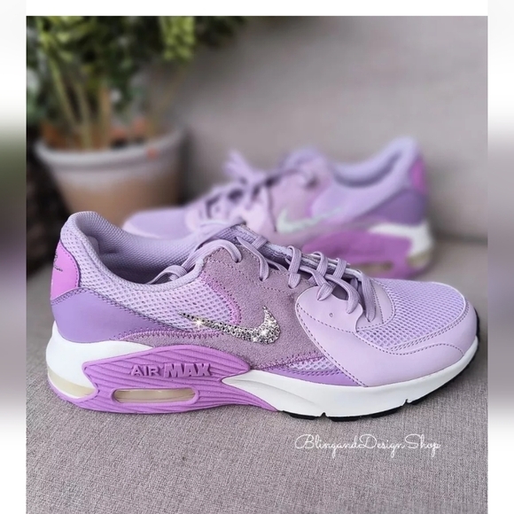 Nike Air Max Excee Womens Purple Sneakers Shoes Made with Swarovski Crystals - Picture 2 of 7
